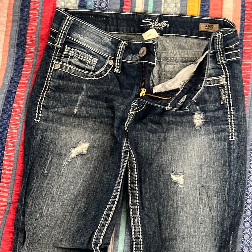 Silver distressed jeans